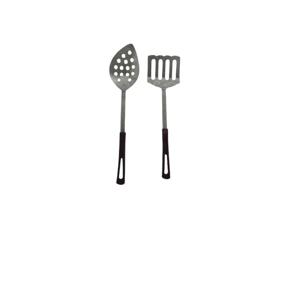 Vintage Stanhome Stainless Slotted Fluted Spatula Strainer and Slotted Spoon